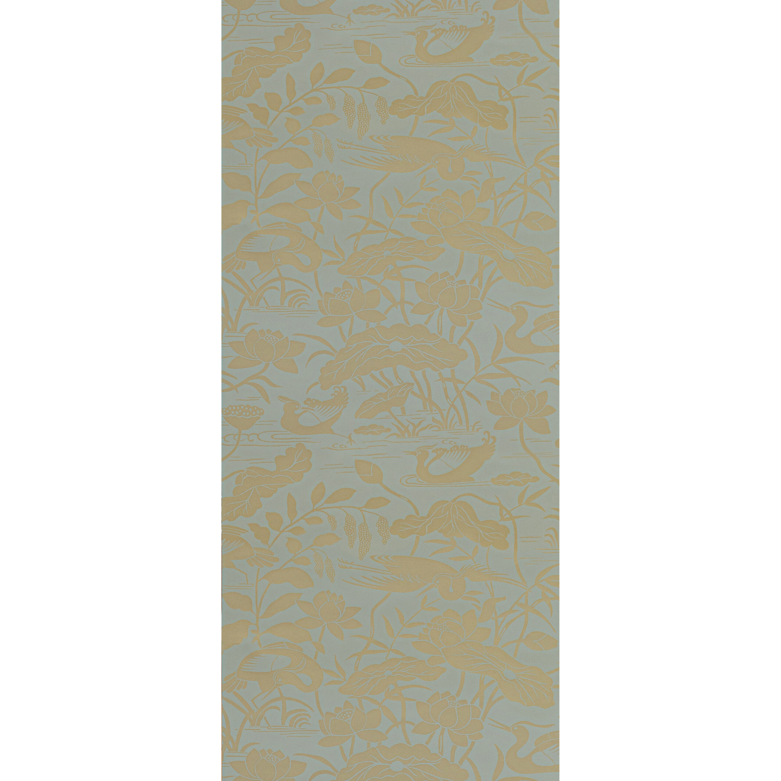 G P & J BAKER SIGNATURE II WALLPAPERS HERON & LOTUS FLOWER EUCALYPTUS WALLPAPER