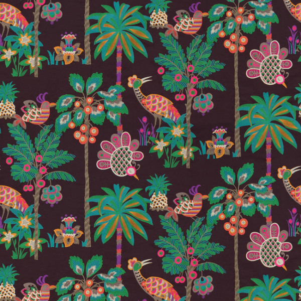 Brunschwig & Fils CORINGA EMB - AUBERGINE upholstery fabric swatch for sample-first furniture planning