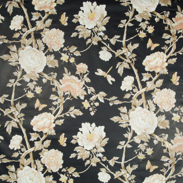 Brunschwig & Fils Designer Les Ensembliers LES PIVOINES PRINT - PETAL upholstery fabric swatch for sample-first furniture planning