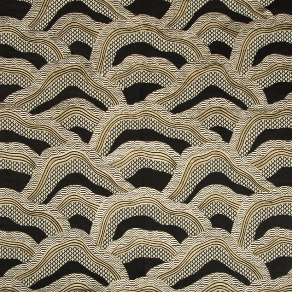 Brunschwig & Fils Designer Les Ensembliers LES RIZIERES EMB - BLACK/GOLD upholstery fabric swatch for sample-first furniture planning