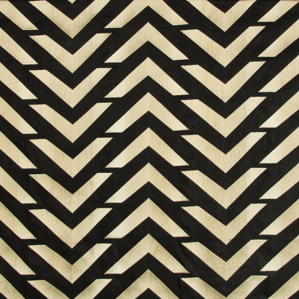 Brunschwig & Fils Designer Les Ensembliers LES VAGUES EMB - BLACK/GOLD upholstery fabric swatch for sample-first furniture planning