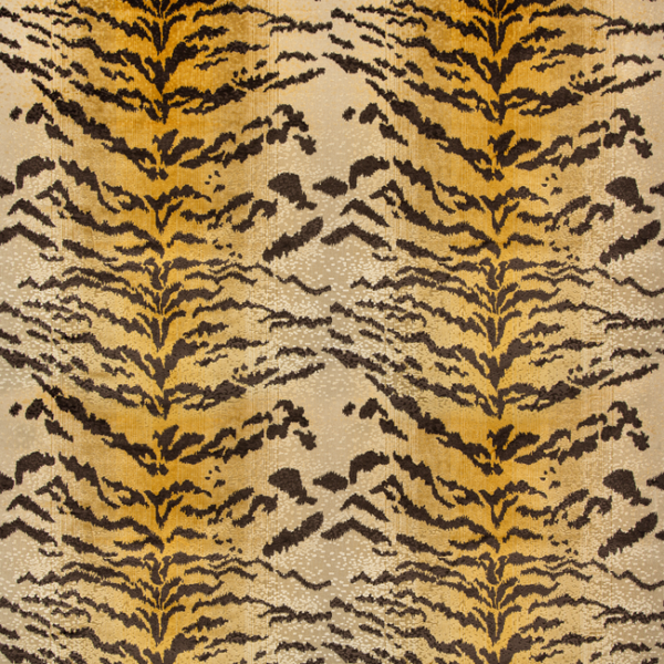 Brunschwig & Fils LE TIGRE VELVET - COGNAC upholstery fabric swatch for sample-first furniture planning