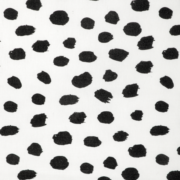 CAROLINE CECIL TEXTILES ORIGINS PAINT DOT - BLACK/OYSTER upholstery fabric swatch for sample-first furniture planning