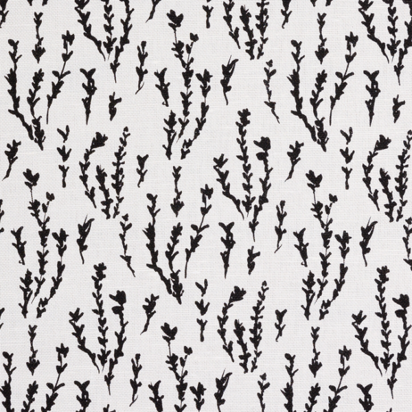 CAROLINE CECIL TEXTILES RHYE - BLACK/OYSTER upholstery fabric swatch for sample-first furniture planning