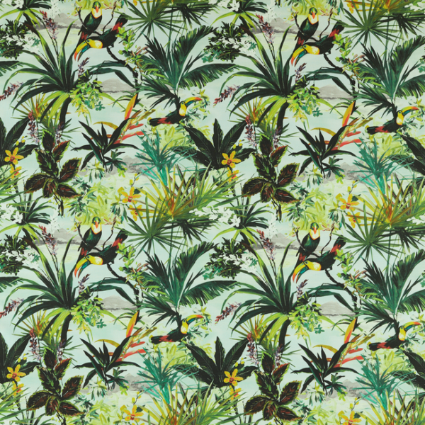 CLARKE & CLARKE ALFRESCO TOUCAN - OUTDOOR upholstery fabric swatch for sample-first furniture planning
