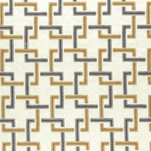 Clarke & Clarke Amara Sekai - Charcoal/cinnamon upholstery fabric swatch