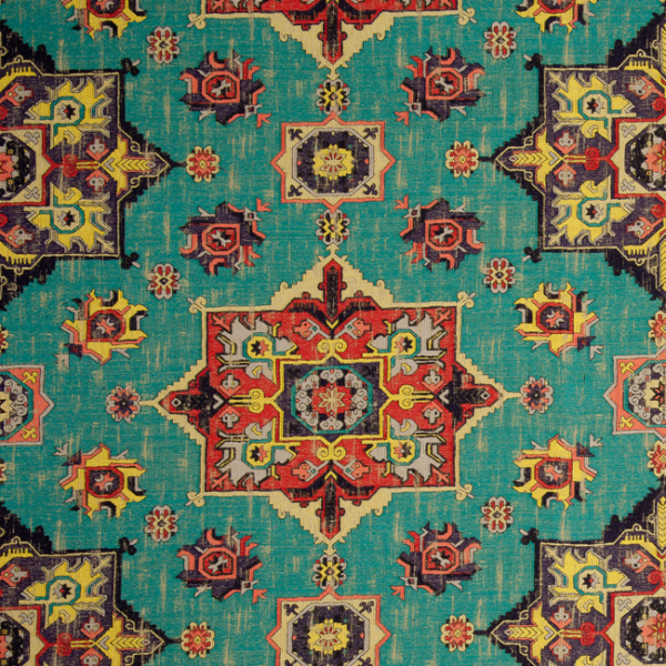 CLARKE & CLARKE ANATOLIA MALATYA - AQUA upholstery fabric swatch for sample-first furniture planning