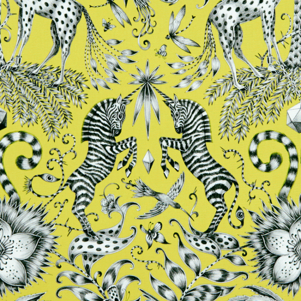 CLARKE & CLARKE ANIMALIA KRUGER - LIME upholstery fabric swatch for sample-first furniture planning