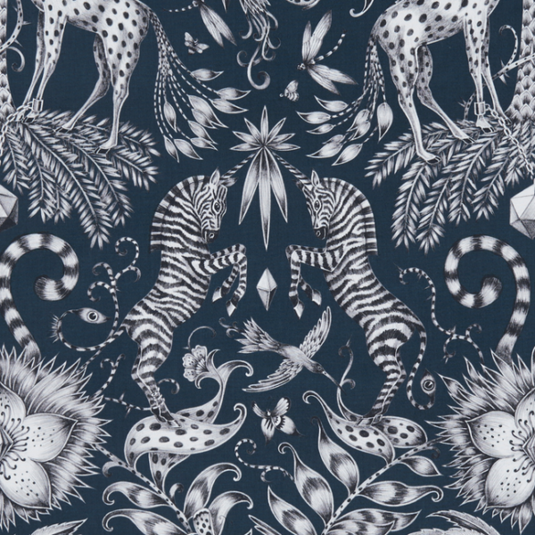 CLARKE & CLARKE ANIMALIA KRUGER - NAVY upholstery fabric swatch for sample-first furniture planning