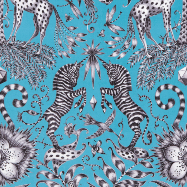 CLARKE & CLARKE ANIMALIA KRUGER VELVET - TEAL upholstery fabric swatch for sample-first furniture planning