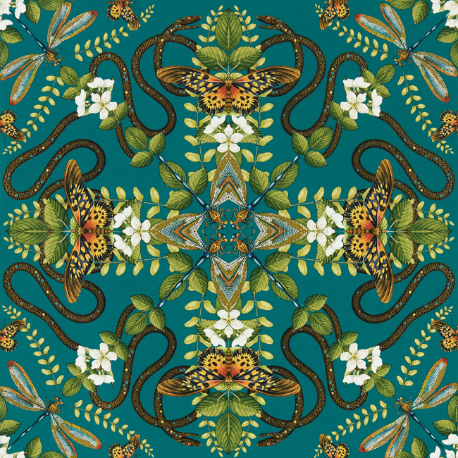 CLARKE & CLARKE BOTANICAL WONDERS WALLPAPER EMERALD FOREST WP - TEAL W0129/05.CAC.0
