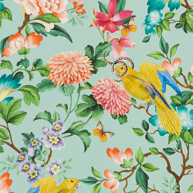 CLARKE & CLARKE BOTANICAL WONDERS WALLPAPER GOLDEN PARROT WP - MINERAL W0130/03.CAC.0