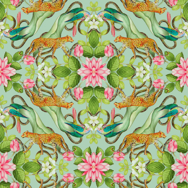 CLARKE & CLARKE BOTANICAL WONDERS WALLPAPER MENAGERIE WP - AQUA W0131/01.CAC.0