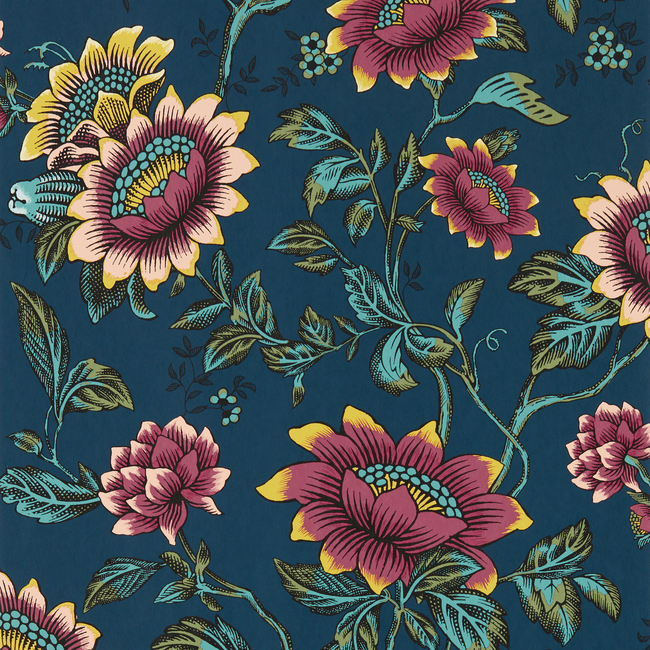 CLARKE & CLARKE BOTANICAL WONDERS WALLPAPER TONQUIN WP - MIDNIGHT W0134/03.CAC.0