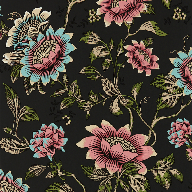 CLARKE & CLARKE BOTANICAL WONDERS WALLPAPER TONQUIN WP - NOIR W0134/04.CAC.0