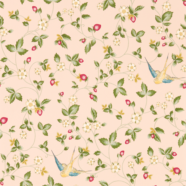 CLARKE & CLARKE BOTANICAL WONDERS WALLPAPER WILD STRAWBERRY WP - BLUSH W0135/01.CAC.0