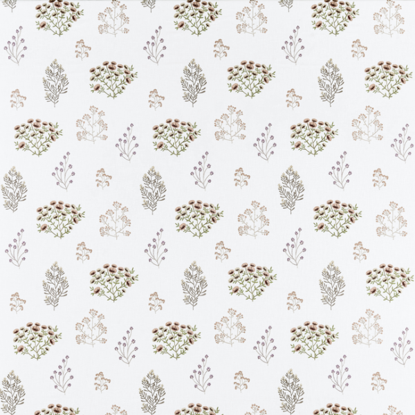 CLARKE & CLARKE BOTANIST FLORIS - BLUSH/DAMSON upholstery fabric swatch for sample-first furniture planning