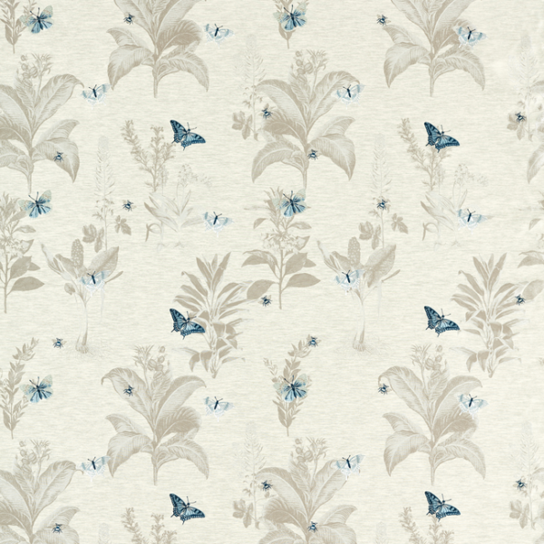 CLARKE & CLARKE BOTANIST MONARCH - MINERAL/DENIM upholstery fabric swatch for sample-first furniture planning