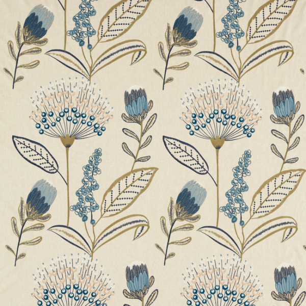 CLARKE & CLARKE BREEGAN JANE PROTINI - DENIM upholstery fabric swatch for sample-first furniture planning