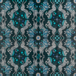 Clarke & Clarke Emma J Shipley For C&C Wilderie Caspian Velvet - Navy upholstery fabric swatch