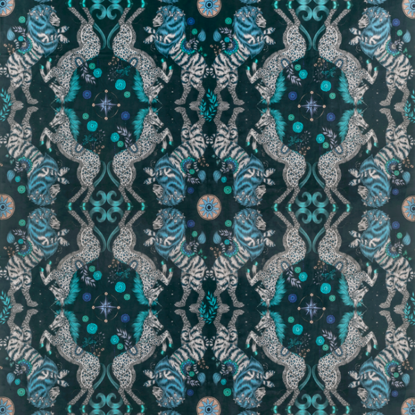 CLARKE & CLARKE EMMA J SHIPLEY FOR C&C WILDERIE CASPIAN VELVET - NAVY upholstery fabric swatch for sample-first furniture planning