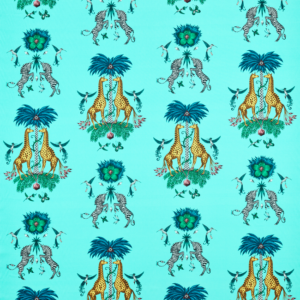 Clarke & Clarke Emma J Shipley For C&C Wilderie Creatura Satin - Turquoise upholstery fabric swatch