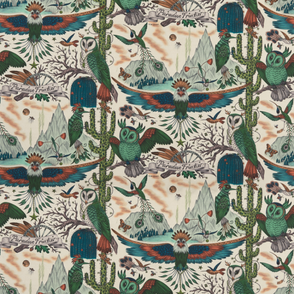 CLARKE & CLARKE EMMA J SHIPLEY FOR C&C WILDERIE FRONTIER LINEN - GREEN upholstery fabric swatch for sample-first furniture planning
