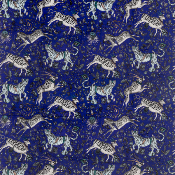 CLARKE & CLARKE EMMA J SHIPLEY FOR C&C WILDERIE PROTEA VELVET - BLUE upholstery fabric swatch for sample-first furniture planning