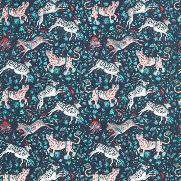 CLARKE & CLARKE EMMA J SHIPLEY FOR C&C WILDERIE PROTEA VELVET - NAVY upholstery fabric swatch for sample-first furniture planning