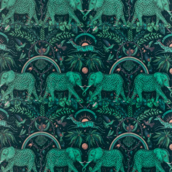 CLARKE & CLARKE EMMA J SHIPLEY FOR C&C WILDERIE ZAMBEZI VELVET - TEAL upholstery fabric swatch for sample-first furniture planning