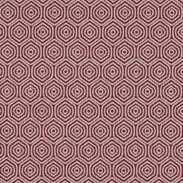 CLARKE & CLARKE EQUINOX LUNAR - RUBY upholstery fabric swatch for sample-first furniture planning