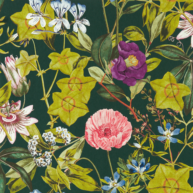 CLARKE & CLARKE EXOTICA 2 LUXURY WALLCOVERING PASSIFLORA - EMERALD WP W0143/02.CAC.0