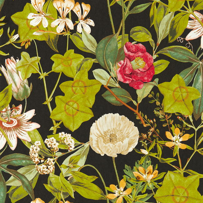 CLARKE & CLARKE EXOTICA 2 LUXURY WALLCOVERING PASSIFLORA - NOIR WP W0143/04.CAC.0