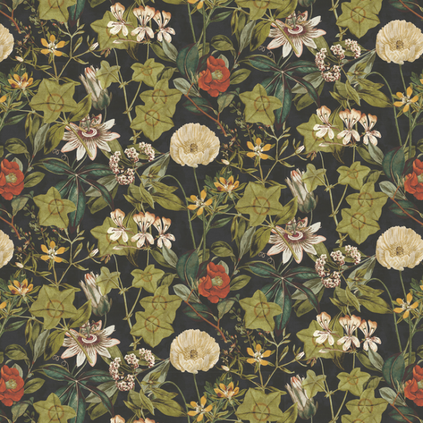 CLARKE & CLARKE EXOTICA 2 PASSIFLORA - NOIR VELVET F1304/09.CAC.0