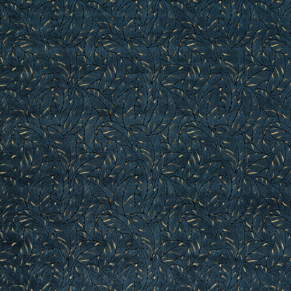 CLARKE & CLARKE EXOTICA 2 SELVA - MIDNIGHT/GOLD VELVET upholstery fabric swatch for sample-first furniture planning