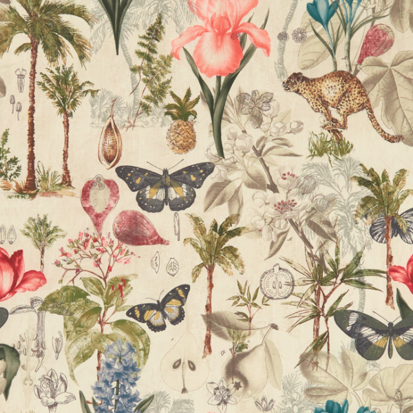 CLARKE & CLARKE EXOTICA BOTANY - TROPICAL upholstery fabric swatch for sample-first furniture planning