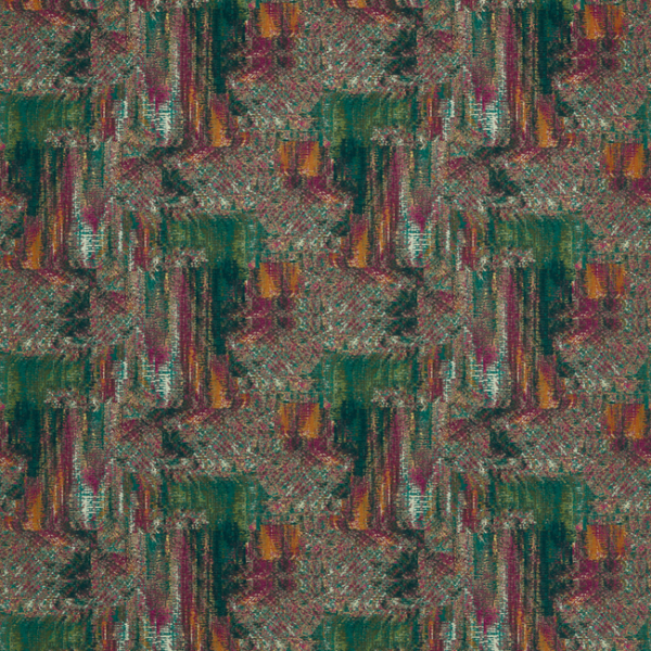 CLARKE & CLARKE FERNDENE HILLCREST VELVET - FOREST/RASPBERRY F1649/01.CAC.0