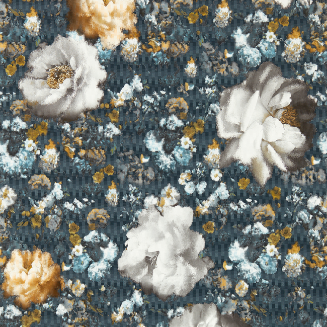 CLARKE & CLARKE FUSION LUXURY WALLCOVERING CAMILE - MIDNIGHT/GOLD WP W0148/02.CAC.0