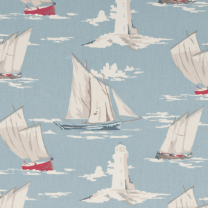 Clarke & Clarke Maritime Prints Skipper - Marine upholstery fabric swatch