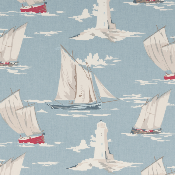 CLARKE & CLARKE MARITIME PRINTS SKIPPER - MARINE upholstery fabric swatch for sample-first furniture planning