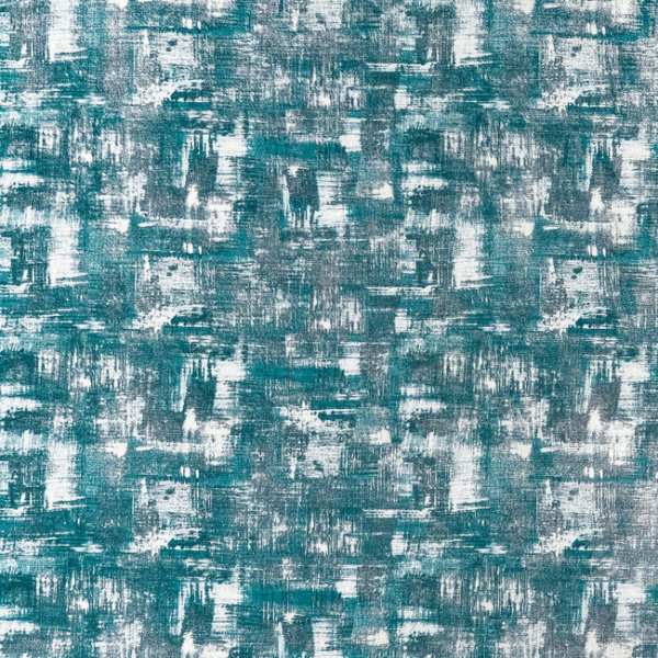 CLARKE & CLARKE METALLI TESSELLATI - TEAL/GILVER upholstery fabric swatch for sample-first furniture planning