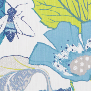 Clarke & Clarke Oriental Garden Lotus - Apple/denim upholstery fabric swatch