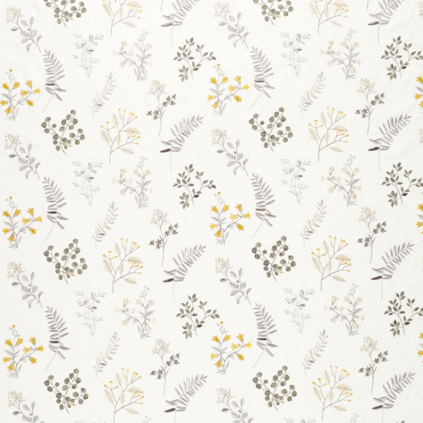 CLARKE & CLARKE PAVILION BRIGITTE - PEWTER/CHARTREUSE upholstery fabric swatch for sample-first furniture planning