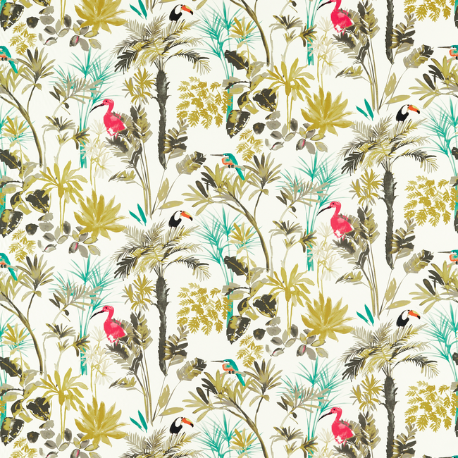 CLARKE & CLARKE STUDIO G FOR C&C AMAZONIA PALM - CHARCOAL/CITRON F1518/01.CAC.0