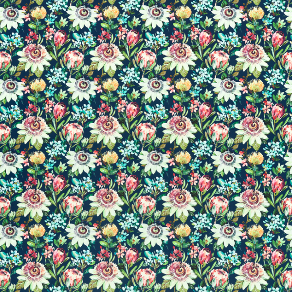 CLARKE & CLARKE STUDIO G FOR C&C AMAZONIA PARADISE - MIDNIGHT VELVET upholstery fabric swatch for sample-first furniture planning