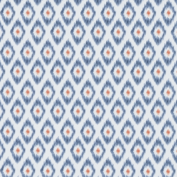 CLARKE & CLARKE STUDIO G FOR C&C CO-ORDINATES ZORA - DENIM/SPICE upholstery fabric swatch for sample-first furniture planning