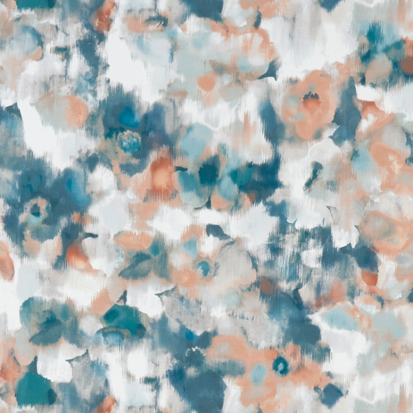 CLARKE & CLARKE STUDIO G FOR C&C PALMERO MARISSA - TEAL/SPICE upholstery fabric swatch for sample-first furniture planning