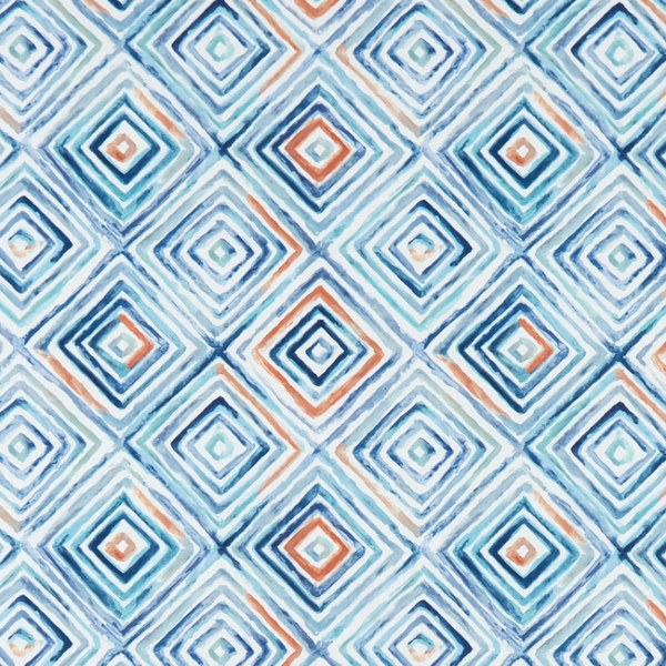 CLARKE & CLARKE STUDIO G FOR C&C PALMERO OTIS - DENIM/SPICE upholstery fabric swatch for sample-first furniture planning