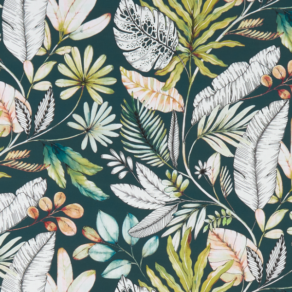 CLARKE & CLARKE STUDIO G FOR C&C PALMERO TROPICANA - FOREST upholstery fabric swatch for sample-first furniture planning