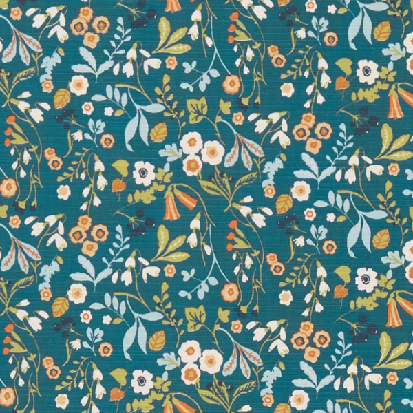 CLARKE & CLARKE STUDIO G FOR C&C SHERWOOD ASHBEE - DENIM/SPICE upholstery fabric swatch for sample-first furniture planning